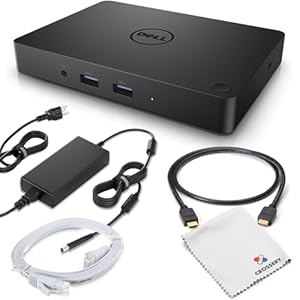 Crossery Paquete de estación de acoplamiento Dell WD15 USB-C con soporte de monitor doble, adaptador de corriente de 180 W, HDMI/VGA/MiniDP, Ethernet y múltiples puertos USB (renovado), color negro