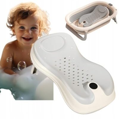 MUMMAMIA Silicone Bather Bath Support - Anti-Slip Base with Locking Stand - Foldable - Ideal to Use in Bathtubs - Perfect for Newborns & Infants (Grey) 2