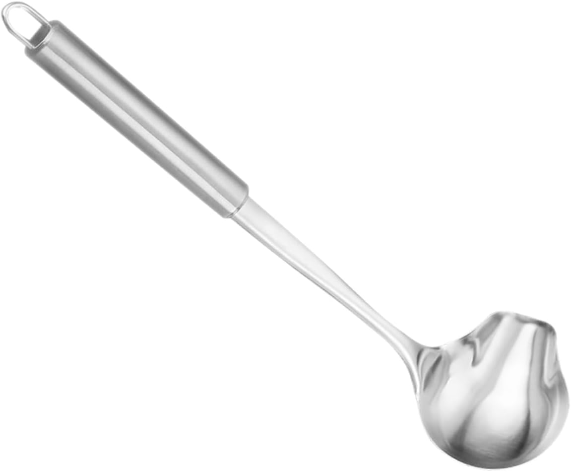 Mikinona Stainless Steel Sauce Ladle Pouring Spout Handle Gravy Spoon for Sauces Soups and Seasonings Easy to Clean Dishwasher Safe Kitchen Tool