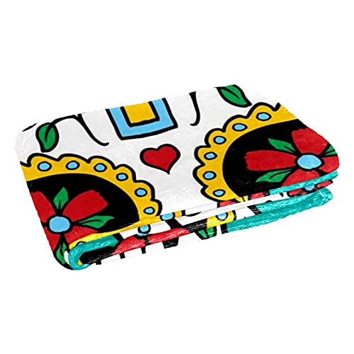 Couverture tête de mort multicolore 150x100cm, plaid doux et chaud