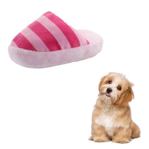 FuninCrea Juguete de Peluche para Perros, Bonitas Zapatillas de Casa Juguetes Interactivos, para Perros Medianos y Cachorros Juguete para Morder para Reducir el Aburrimiento (Rosa) - imagen 2