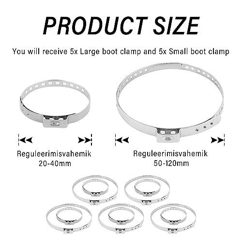 Image of 10PCS CV Boot Clamps Kit,Stainless Steel CV Axle Boot Clamp Tool,Adjustable CV Boot Banding Tool for Car Accessories Replacement