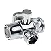 Produktbild 3 Wege Umschaltventil massives Messing Chrom poliert Umstellventil Ersatzteil Dusche Adapter mit 3 Unterlegscheiben für Waschbecken Bad Küche M22 X M24