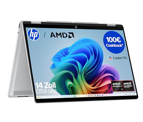 HP OmniBook X Flip 2in1 Next Gen AI Laptop | AMD Ryzen AI 7 350 (8C) | dedizierte NPU für KI | 50 NPU Tops | Copilot+ PC | 14