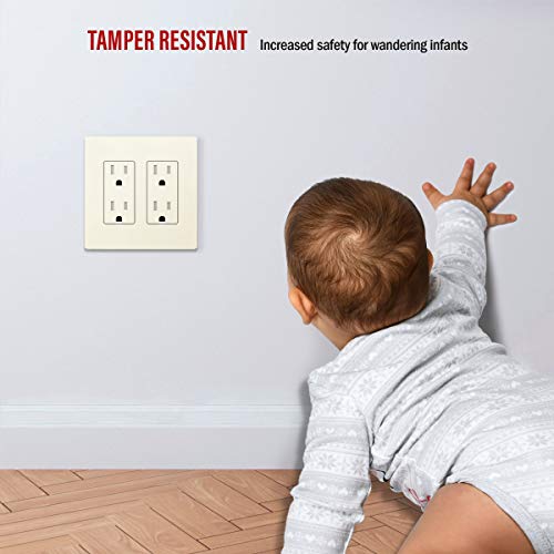 ENERLITES Screwless Decorator Wall Plate Child Safe Outlet Cover, Size 2-Gang 4.68" H x 4.73" L, Unbreakable Polycarbonate Thermoplastic, SI8832-LA, Glossy, Light Almond by ENERLITES - Image 5
