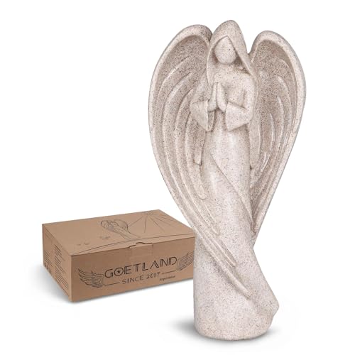 Goetland Figura Ángel de la Guarda Estatua Ángel Guardian Figuras Ángeles Decorativos Oración Regalo de Aliento Resina Sintética 22 cm