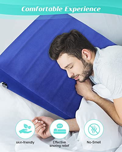 Blabok Inflatable Wedge Pillow For Sleeping, Traveling, Reading, Triangle Bed Wedge Pillow (Blue) #TOP1