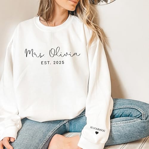 GODMERCH Custom Embroidered Mrs Sweatshirt - Future Mrs Hoodie, Bride Sweatshirts, Gifts for Her Bride to Be Engagement Wedding Bridal Shower Bachelorette Party2
