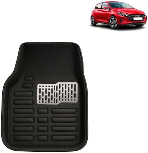 Kingsway Accessories Premium 4D Car Floor Mats Only Compatible with Hyundai I20 Year 2020 Onwards All Model, Set of 3 Pcs, 100% Waterproof Tray Shape PVC 4D Car Foot Mats, Black