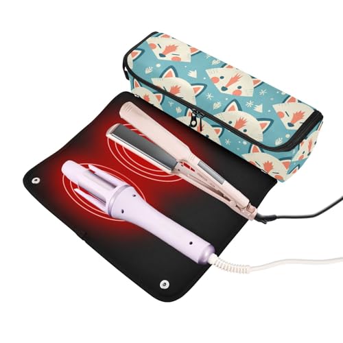 Bolsa organizadora portátil 2 en 1 para herramientas de cabello con base resistente al calor y estera impermeable - para planchas, rizadores y secadores miniatura 2