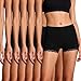 Marvmys Damen Baumwoll Boxershorts mit Spitze Schwarz Figurbetont – Anti-Rutsch-Bund mittelhoch Multipack S-XXL