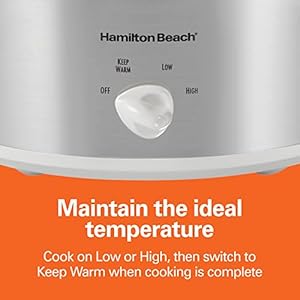 Hamilton Beach 4-Quart Slow Cooker with 3 Cooking Settings, Dishwasher-Safe Stoneware Crock & Glass Lid, Stainless Steel (33140G) Hamilton Beach 4 Quart Slow Cooker with 3 Cooking Settings Dishwasher Safe Stoneware Crock Glass Lid Stainless Steel 33140G