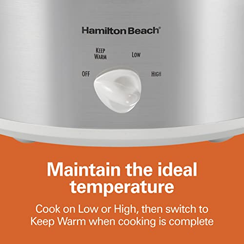 Hamilton Beach 4-Quart Slow Cooker with 3 Cooking Settings, Dishwasher-Safe Stoneware Crock & Glass Lid, Stainless Steel (33140G) by Hamilton Beach - Image 4