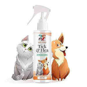 JUST Paws PET Care Just Paws Tick & Flea Repellent Spray for All Pets 250 ML | Ticks & Fleas Remover for Dogs|100% Natural|Safe for All Pets|Cat Tick & Flea Repellent Spray|Dog Ticks Remover Spray