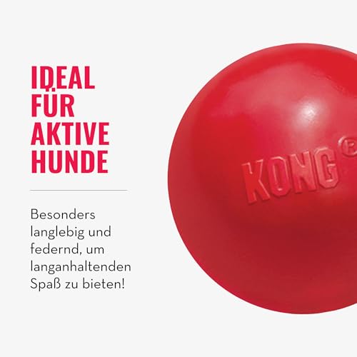 KONG Ball mit Loch - Hundespielzeug zum Apportieren - Klassischer Gummiball für Training und Spiel - Für Große/Mittelgroße Hunde - Rot