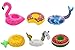 Produktbild MIK Funshopping 6 Stück Set Getränkehalter aufblasbar, Bunter Mix, Flamingo Melone Ananas Einhorn Donut schwimmt mit Dose oder Becher