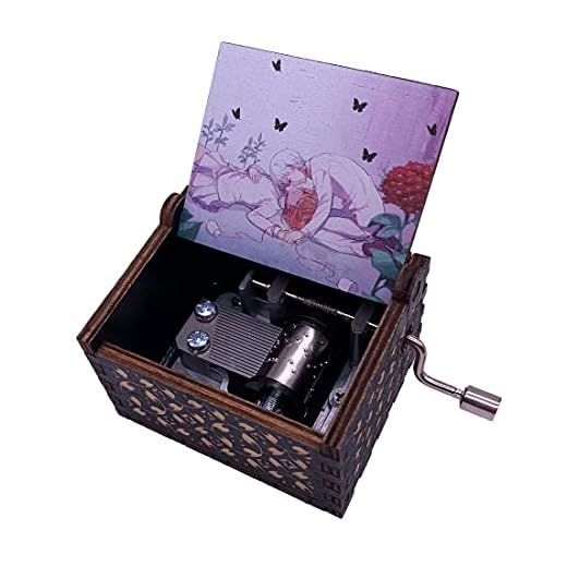 Youtang The Promised Neverland Caja de música grabada de madera mini manivela impresa caja musical para Navidad, regalo de cumpleaños, imagen 3