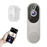 Wireless Wi-Fi Video Doorbell Camera with Two Way Audio, AI Motion Detection, Night Vision and Cloud Storage, 2.4G Wi-Fi only (Linen)
