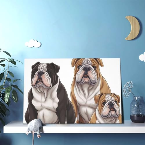 Toile murale bouledogue anglais 30x45 cm pour salon - 5