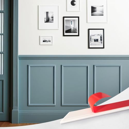 Upick Wall Molding Kit, Pre-Cut Peel and Stick Paintable Wainscoting