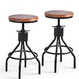 Industrial Bar Stool-Set of 2-Swivel Counter Coffee Chair-Extra Pub Height Adjustable 22-33 inch
