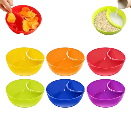 Dip Bowl – PP, 5,91 x 5,91 x 1,97 pouces, récipient de mélange divisé, passe au micro-ondes | Bol de service à collation multi-compartiments, organisateur alimentaire pour fêtes, buffets, pique-niques