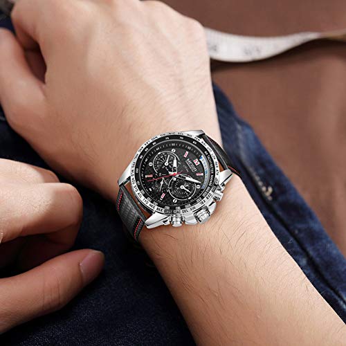 Megir Men Analog Luminous Casual Fashion Quartz Watch With Pu Strap Big Dial Calendar For Business Work School Outdoor Ml1010Gbk-1 #TOP4