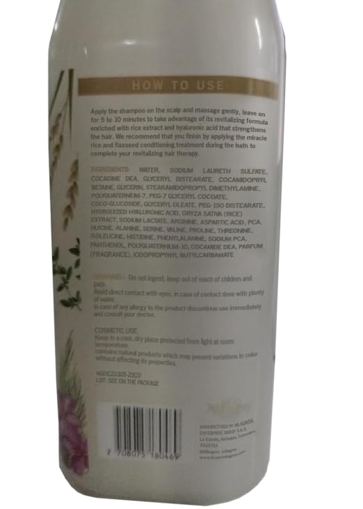 SHAMPOO ARROZ AMINOÁCIDOS Y ACIDO HIALURÓNICO 450 ML