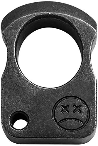 EDC Knuckle Survival Escape Tool Stainless Steel Ring Portable Outdoor Camping Hiking (Black)