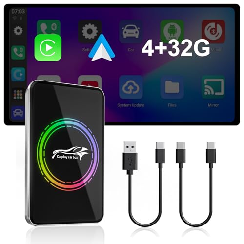 Wireless CarPlay Adapter Magic AI Box 3-in-1 for Apple CarPlay & Android Auto Adapter Plug & Play USB Dongle with Dual WiFi 6 Bluetooth Fits for OEM Wired CarPlay Cars