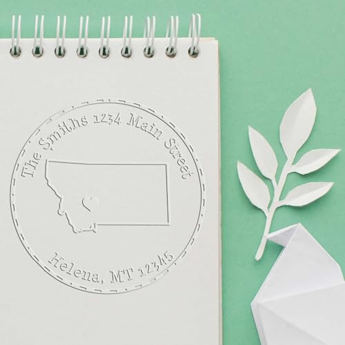 Custom Montana State Love Return Address Seal Embosser | Personalized Mailing Soft Handle Seal for Wedding Invitations & Letters | Round 1-5/8 Made-to-Order Stationery Seal for Events & Business