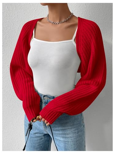 Image of Verdusa Women's Y2k Cropped Cardigan Sweaters Lightweight Knit Open Front Bolero Shrugs Spring Fall Outfits