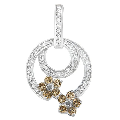 Original Classics .925 Sterling Silver 1 cttw Round Cut Diamond Floral Garden Pendant Necklace (H-I, I1-I2)