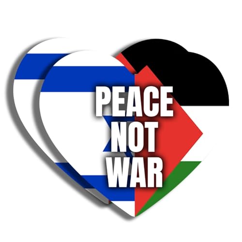 Calcomanía política de la paz no la guerra Israel Palestina corazón de vinilo 2