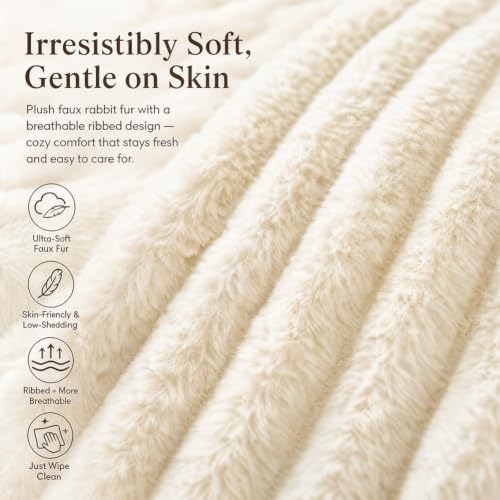 MaxiBean Bean Bag Chair — Plush Faux Fur Memory Foam, Ultra Soft Floor Lounger for Bedroom, Dorm, Playroom & Small Spaces (Small Stripe White) by MaxiBean - Used condition - Image 4