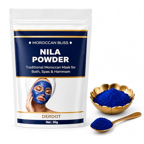Image of Moroccan Nila Powder - 100% Natural Indigo Blue Powder for Skin Brightening, Tan Removal & Detox | Traditional Moroccan Hammam Beauty Treatment | Face & Body Care (50g)