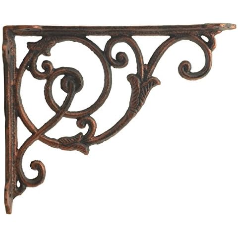 FLAG EMOTES Wall Shelf Bracket Brace Decorative Ornate Vine Bronze Cast Iron 8.5" Deep Cover