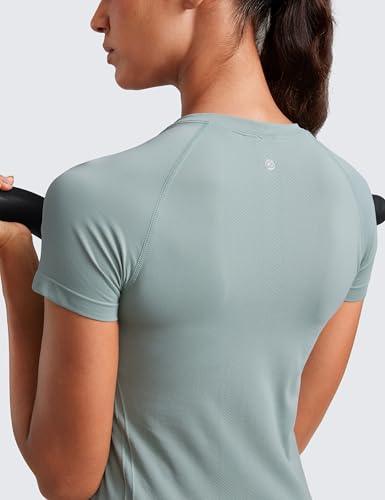 Image of CRZ YOGA Seamless T-Shirt Hip Length | Training, Chafe-Free, Slim Fit, Raglan Sleeves, Mesh Vents, Workout, Short Sleeve Tops for Women