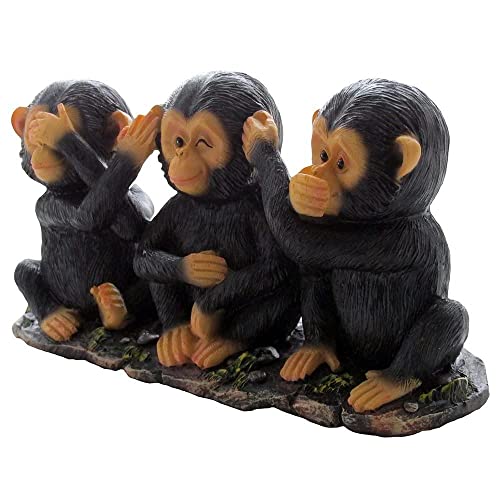 No Evil Monkeys Figurine for African Jungle Safari Decor Sculptures or Chimps Statues and Decorative Animal Lover Gifts by Home-n-Gifts - Thumbnail 3