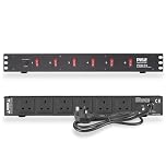 Pyle Surge Protector Power Strip 9 Outlet Extension Lead, 15 Amp Rack Mount 1U Steel Chassis with AC Noise Filter, Extension Cable for Home, Office, and Gaming Accessories, New Home Essentials