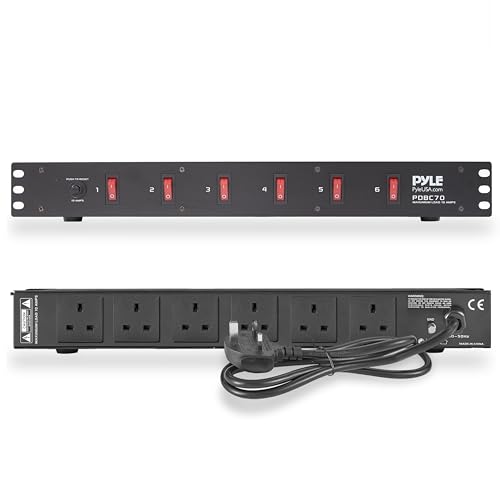 Pyle Rack Mount Power Strip 6 Outlet PDU 1U 13A Surge Protected Extension Lead for Server Rack Studio Home and Office