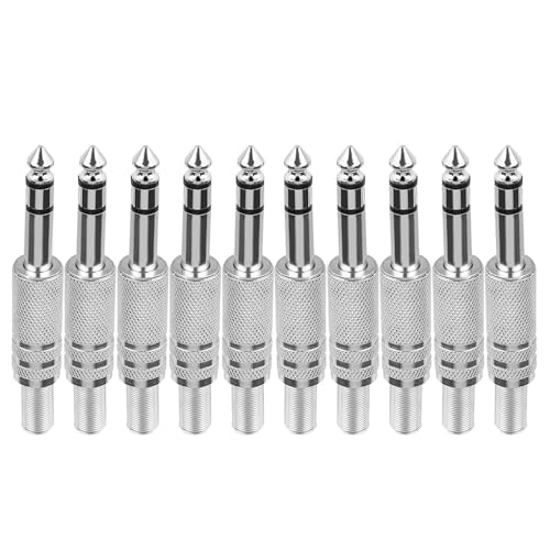 Conectores Jack 1/4" 6.35mm Macho TRS Solder 10 Pzas miniatura 3