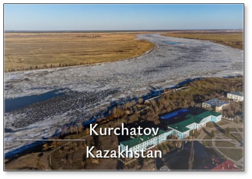 Aerial of Irtysh River, Kurchatov, Fomer Headquarters of The Semipalatinsk Polygon, Kazakhstan, Fridge Magnet
