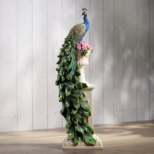 Figura decorativa pavo real en jarrón de resina 13.6 pulg miniatura 3