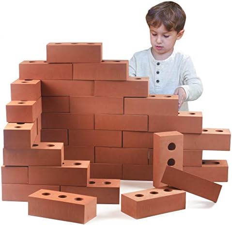 Playlearn Foam Brick Building Blocks for Kids - 25 Pack - Actual Brick Size - Builders Set for Construction and Stacking
