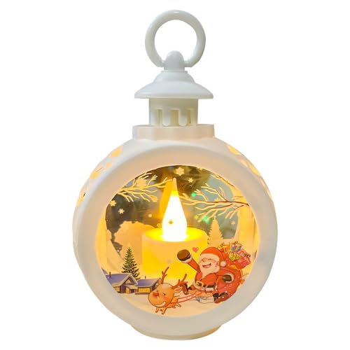 Weihnachtsdeko Laterne mit LED Kerzen, Weihnachtslaterne mit LED Licht, Hängende Weihnachten Deko LED Kerzenlaterne Windlicht Beleuchtete Laternen für Weihnachtsdekoration Innen Außen (A)
