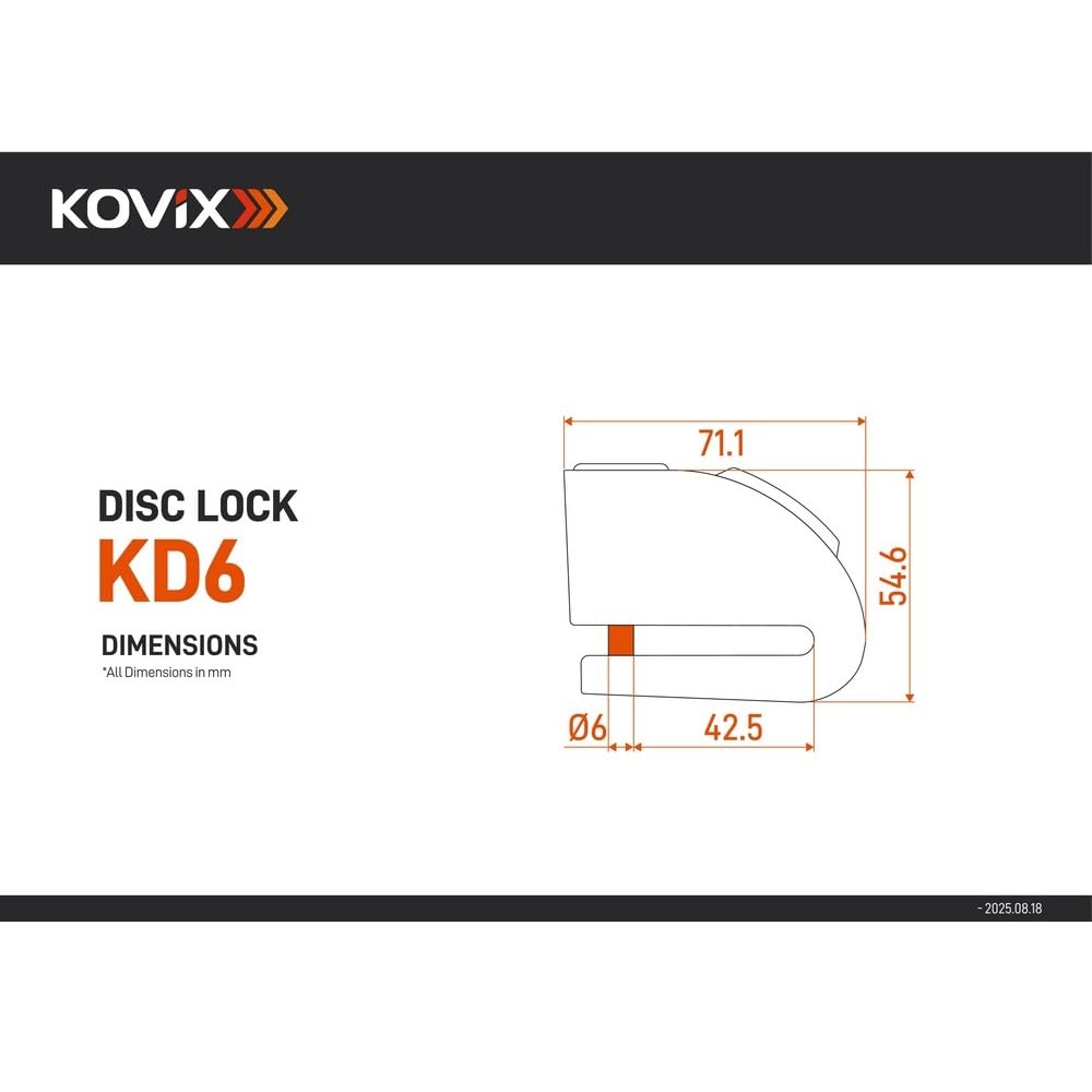 Kovix KD Series - BLOCCADISCO con Allarme 6MM KD6-BK