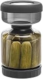 ARATERVIO Gurkenglas zum Umdrehen 1L mit Sieb & Luftdichtem Deckel, Auslaufsicheres Pickle Jar Glas mit Sanduhr Flip Design, Fermentierglas f&uuml;r Gurken Oliven Kimchi Jalapenos