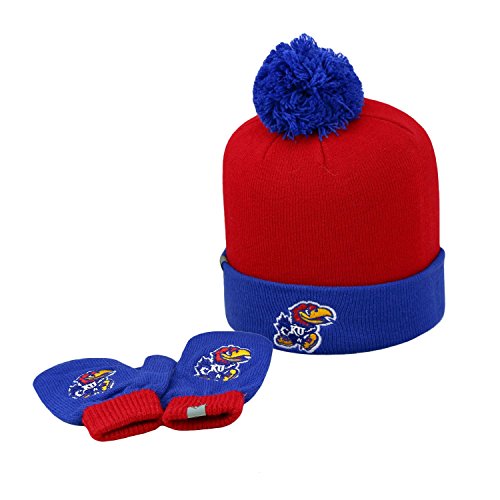Gorro y manoplas de punto infantiles Kansas Jayhawks contra el frío
