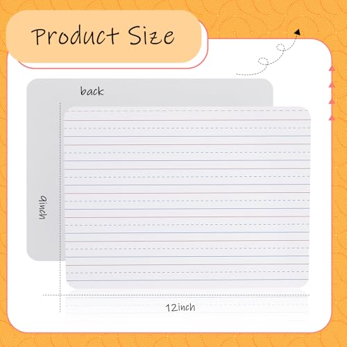 Image of 24 Pack Dry Erase Boards with Lines, 9 x 12 Inch Double Sided Mini Whiteboards for Students, Classroom Lapboards for Kids, Teachers, Homeschool, Includes 24 Erasers, Bulk Lined Whiteboards